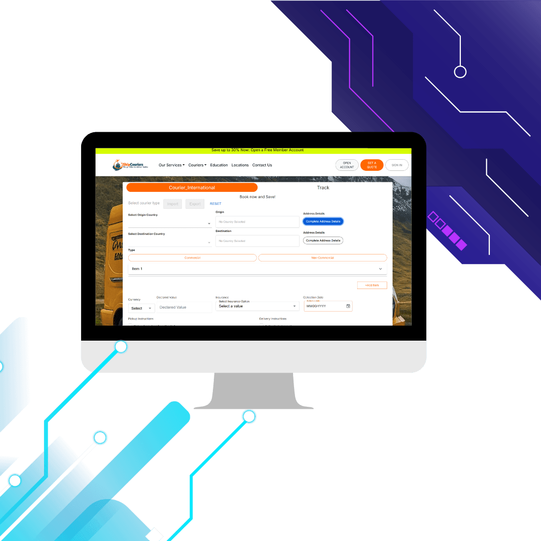 Courier software mobile and package delivery illustration